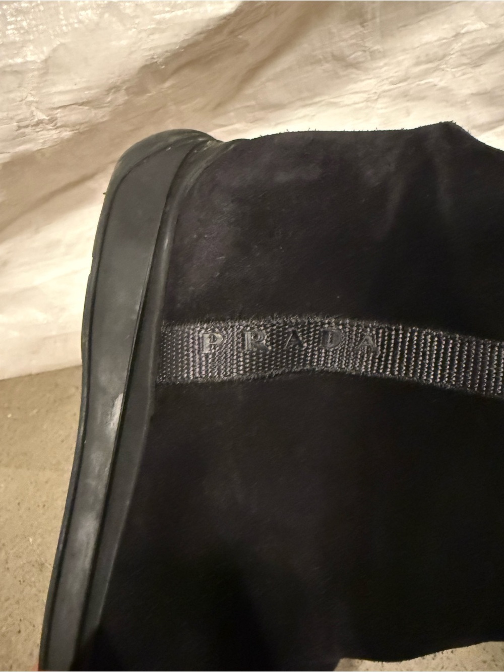 Prada Black Suede Mid-Calf Boots with Faux-Fur Cuff - Picture 6 of 8